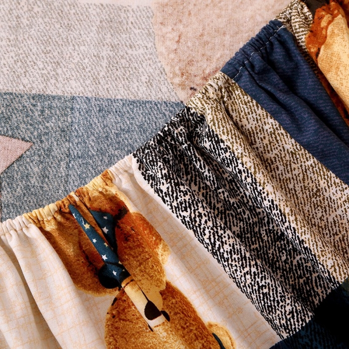 91家纺网 家纺一手货源 找家纺 晶缦家纺 2023新款典雅系全棉活性磨毛多规格单品床笠 可爱熊