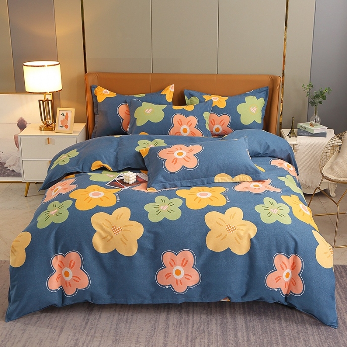 91家纺网 家纺一手货源 找家纺 晶缦 2023新款典雅系全棉活性磨毛多规格单品四件套-被套 炫彩佳人蓝