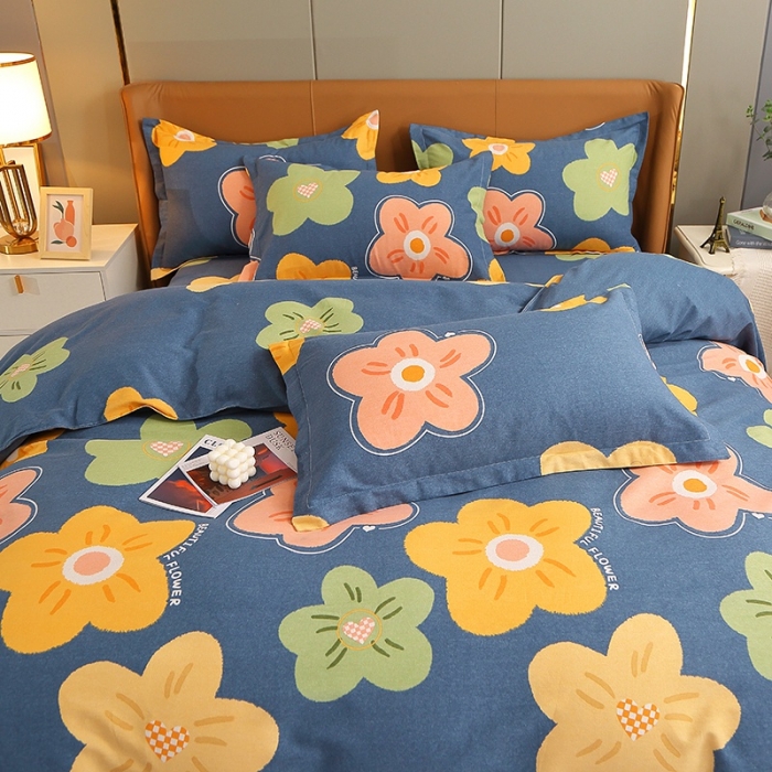 91家纺网 家纺一手货源 找家纺 晶缦 2023新款典雅系全棉活性磨毛多规格单品四件套-被套 炫彩佳人蓝