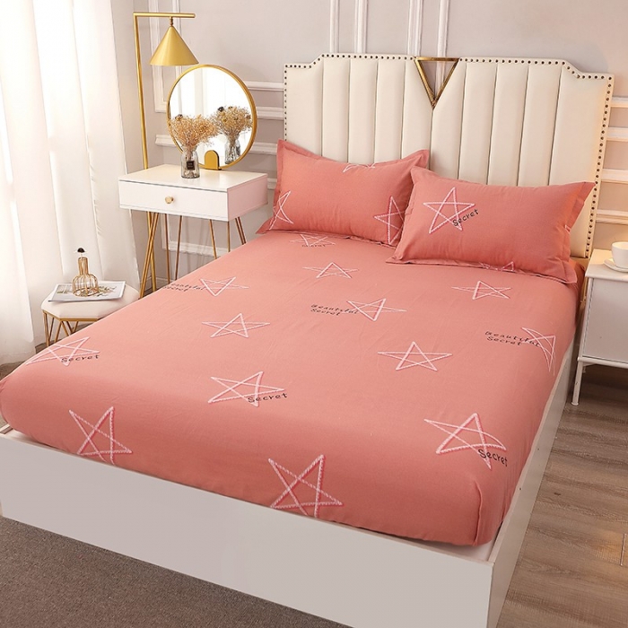 91家纺网 家纺一手货源 找家纺 晶缦家纺 2023新款典雅系全棉活性磨毛多规格单品床笠 未来之星粉