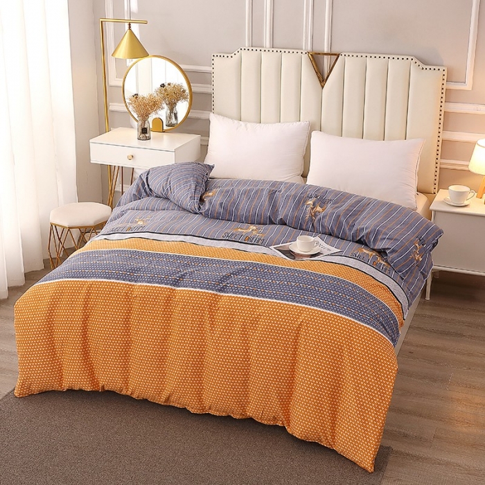 91家纺网 家纺一手货源 找家纺 晶缦 2023新款典雅系全棉活性磨毛多规格单品四件套-被套 一鹿相伴