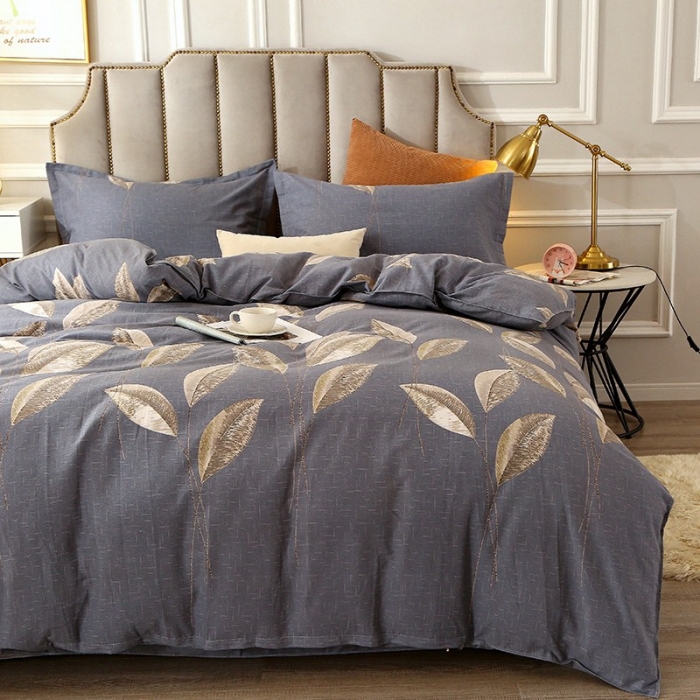 91家纺网 家纺一手货源 找家纺 晶缦 2023新款典雅系全棉活性磨毛多规格单品四件套-被套 自由风-灰