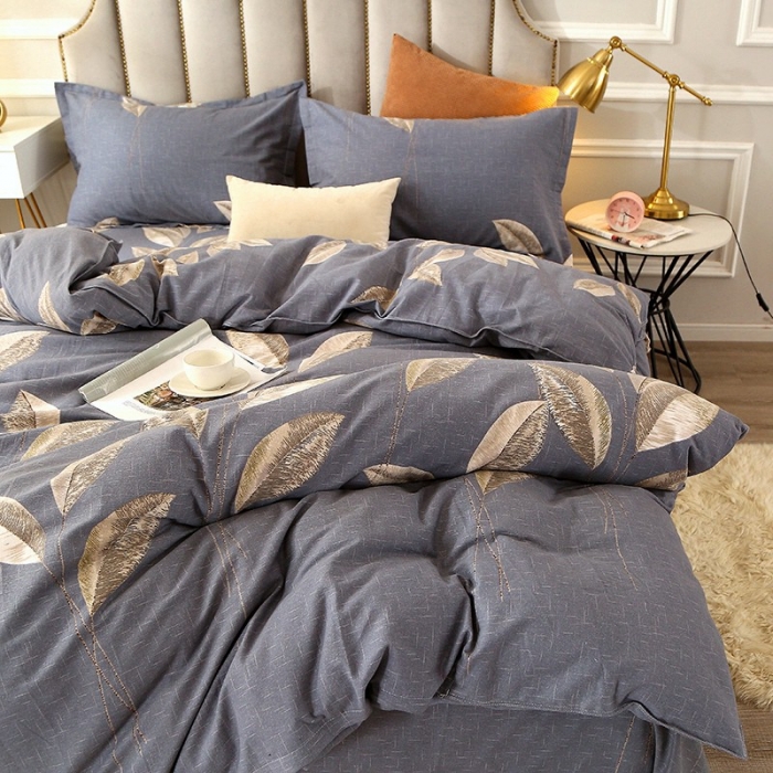 91家纺网 家纺一手货源 找家纺 晶缦 2023新款典雅系全棉活性磨毛多规格单品四件套-被套 自由风-灰