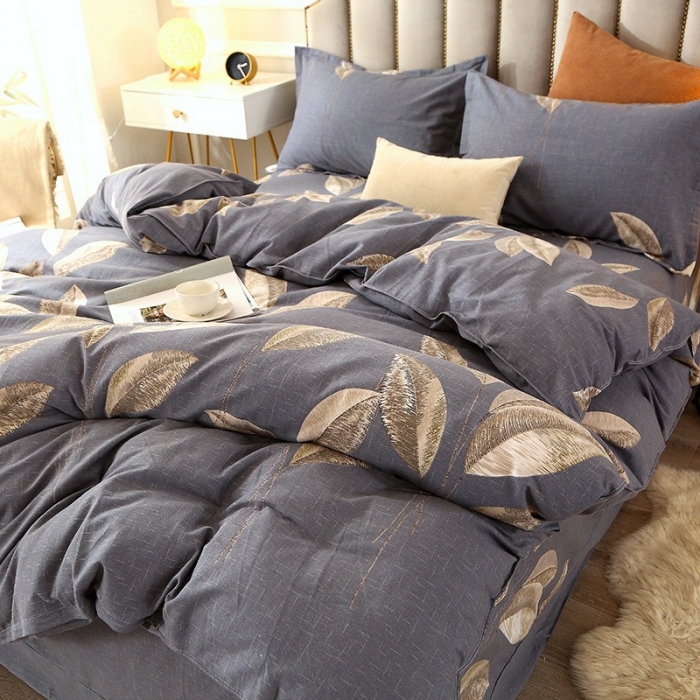 91家纺网 家纺一手货源 找家纺 晶缦 2023新款典雅系全棉活性磨毛多规格单品四件套-被套 自由风-灰