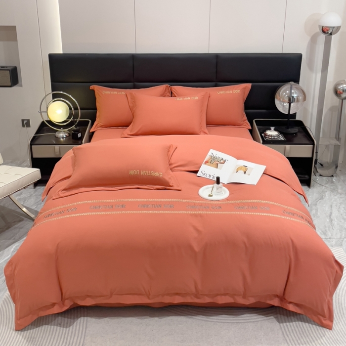 91家纺网 家纺一手货源 找家纺 靓生活 2023新款磨毛双斜四件套爱马橙