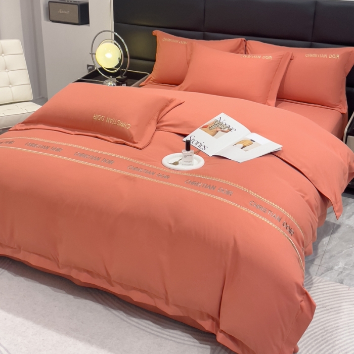 91家纺网 家纺一手货源 找家纺 靓生活 2023新款磨毛双斜四件套爱马橙