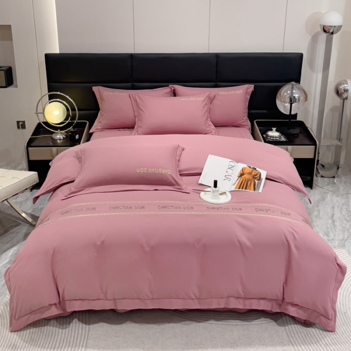 91家纺网 家纺一手货源 找家纺 靓生活 2023新款磨毛双斜四件套豆沙