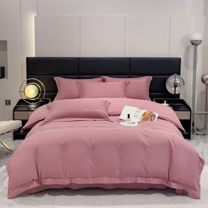 91家纺网 家纺一手货源 找家纺 靓生活 2023新款磨毛双斜四件套豆沙