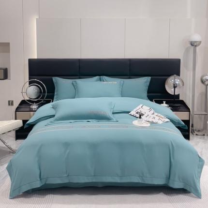 靓生活 2023新款磨毛双斜四件套湖蓝