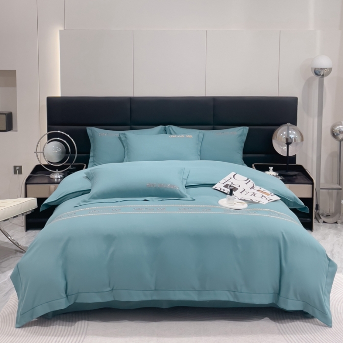 91家纺网 家纺一手货源 找家纺 靓生活 2023新款磨毛双斜四件套湖蓝