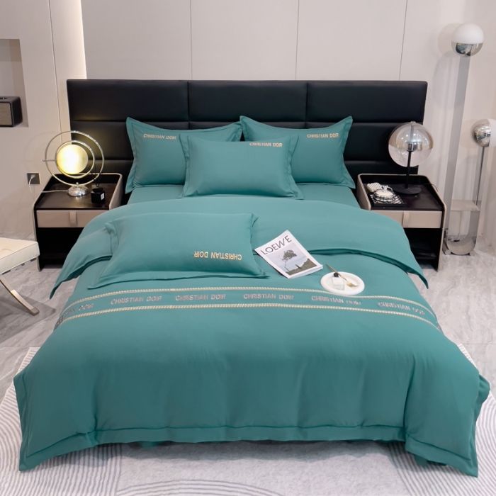 91家纺网 家纺一手货源 找家纺 靓生活 2023新款磨毛双斜四件套珊瑚绿