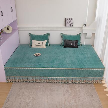 91家纺网 家纺一手货源 找家纺 总 手艺人 2025新款牛奶绒炕盖榻榻米炕垫素色蕾丝边K315-K323