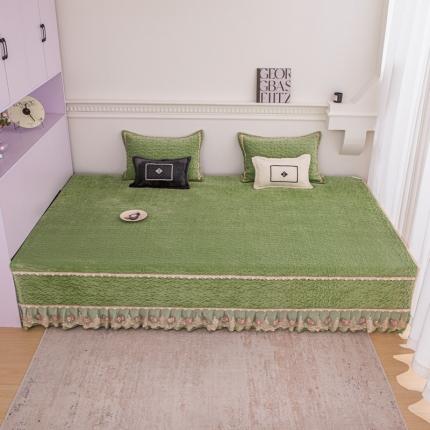 91家纺网 家纺一手货源 找家纺 总 手艺人 2025新款牛奶绒炕盖榻榻米炕垫素色蕾丝边K315-K323