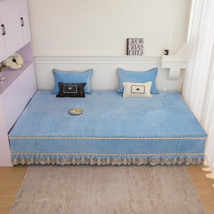 91家纺网 家纺一手货源 找家纺 总 手艺人 2025新款牛奶绒炕盖榻榻米炕垫素色蕾丝边K315-K323