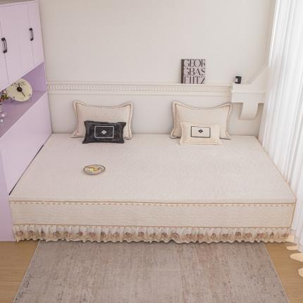 91家纺网 家纺一手货源 找家纺 总 手艺人 2025新款牛奶绒炕盖榻榻米炕垫素色蕾丝边K315-K323