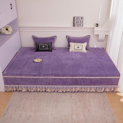 91家纺网 家纺一手货源 找家纺 总 手艺人 2025新款牛奶绒炕盖榻榻米炕垫素色蕾丝边K315-K323