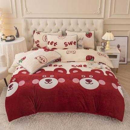 91家纺网 家纺一手货源 找家纺 （总）梓依家纺 2023新款牛奶绒床盖款四件套三件套