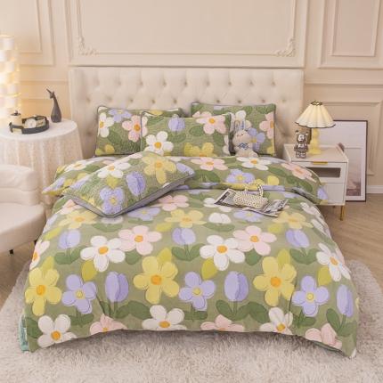 91家纺网 家纺一手货源 找家纺 （总）梓依家纺 2023新款牛奶绒床盖款四件套三件套