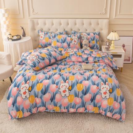 91家纺网 家纺一手货源 找家纺 （总）梓依家纺 2023新款牛奶绒床盖款四件套三件套