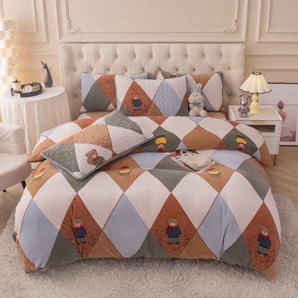 91家纺网 家纺一手货源 找家纺 （总）梓依家纺 2023新款牛奶绒床盖款四件套三件套