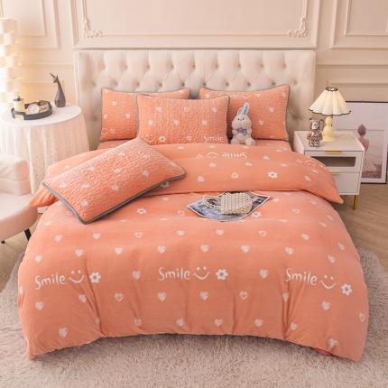 91家纺网 家纺一手货源 找家纺 梓依家纺 2023新款牛奶绒床盖款四件套 心跳