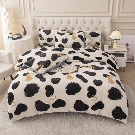 91家纺网 家纺一手货源 找家纺 （总）梓依家纺 2023新款牛奶绒床盖款四件套三件套