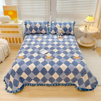 91家纺网 家纺一手货源 找家纺 岚吉 2023新款印花牛奶绒床盖三件套 英伦时光