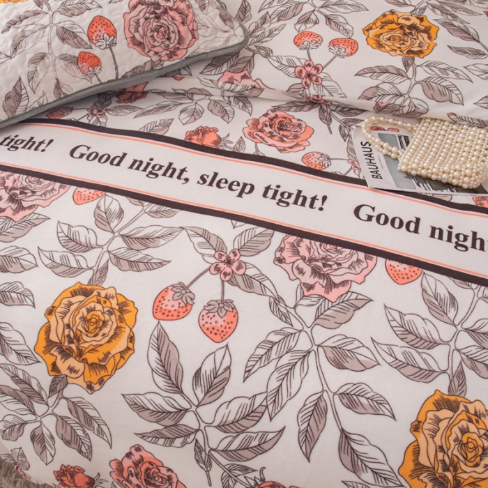 91家纺网 家纺一手货源 找家纺 梓依家纺 2023新款牛奶绒床盖款四件套 花开烂漫