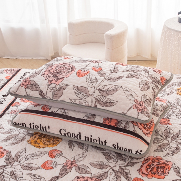 91家纺网 家纺一手货源 找家纺 梓依家纺 2023新款牛奶绒床盖款四件套 花开烂漫