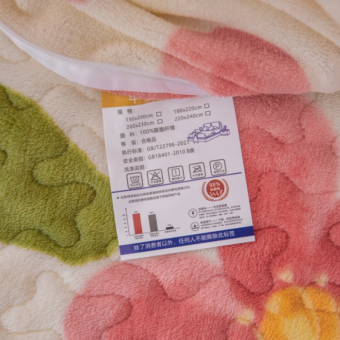 91家纺网 家纺一手货源 找家纺 梓依家纺 2023新款牛奶绒床盖款四件套 花语