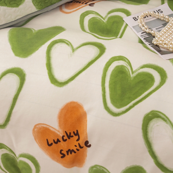 91家纺网 家纺一手货源 找家纺 梓依家纺 2023新款牛奶绒床盖款四件套 心语