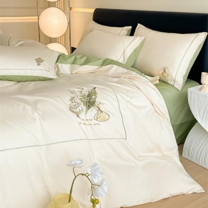 91家纺网 家纺一手货源 找家纺 （总）秀色 2025新款60支贡缎全棉高支长绒棉四件套北欧ins风轻奢被套纯棉床上用品