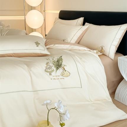 91家纺网 家纺一手货源 找家纺 （总）秀色 2025新款60支贡缎全棉高支长绒棉四件套北欧ins风轻奢被套纯棉床上用品