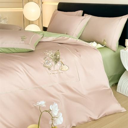 91家纺网 家纺一手货源 找家纺 （总）秀色 2025新款60支贡缎全棉高支长绒棉四件套北欧ins风轻奢被套纯棉床上用品