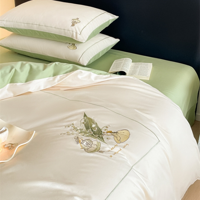 91家纺网 家纺一手货源 找家纺 （总）秀色 2025新款60支贡缎全棉高支长绒棉四件套北欧ins风轻奢被套纯棉床上用品