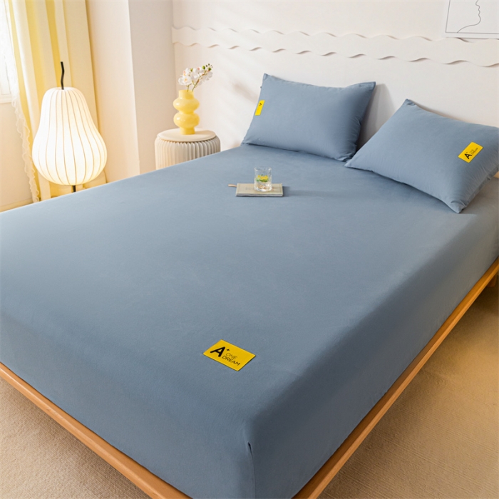 91家纺网 家纺一手货源 找家纺 蓝米卡夫 2024秋冬全棉加厚磨毛A+单床笠三件套 A+宾利蓝CL