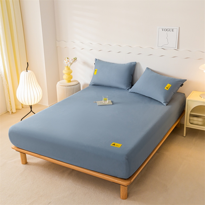 91家纺网 家纺一手货源 找家纺 蓝米卡夫 2024秋冬全棉加厚磨毛A+单床笠三件套 A+宾利蓝CL