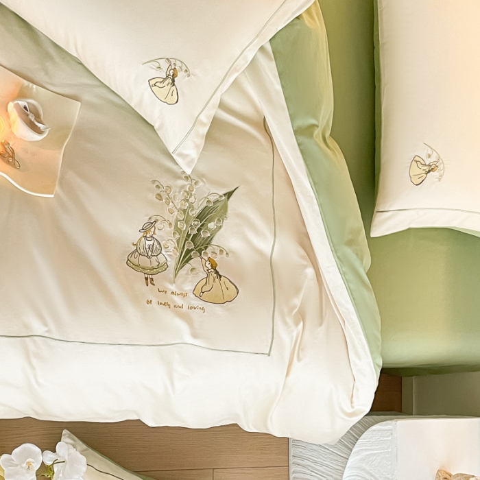 91家纺网 家纺一手货源 找家纺 （总）秀色 2025新款60支贡缎全棉高支长绒棉四件套北欧ins风轻奢被套纯棉床上用品