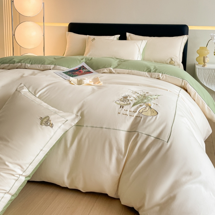 91家纺网 家纺一手货源 找家纺 （总）秀色 2025新款60支贡缎全棉高支长绒棉四件套北欧ins风轻奢被套纯棉床上用品