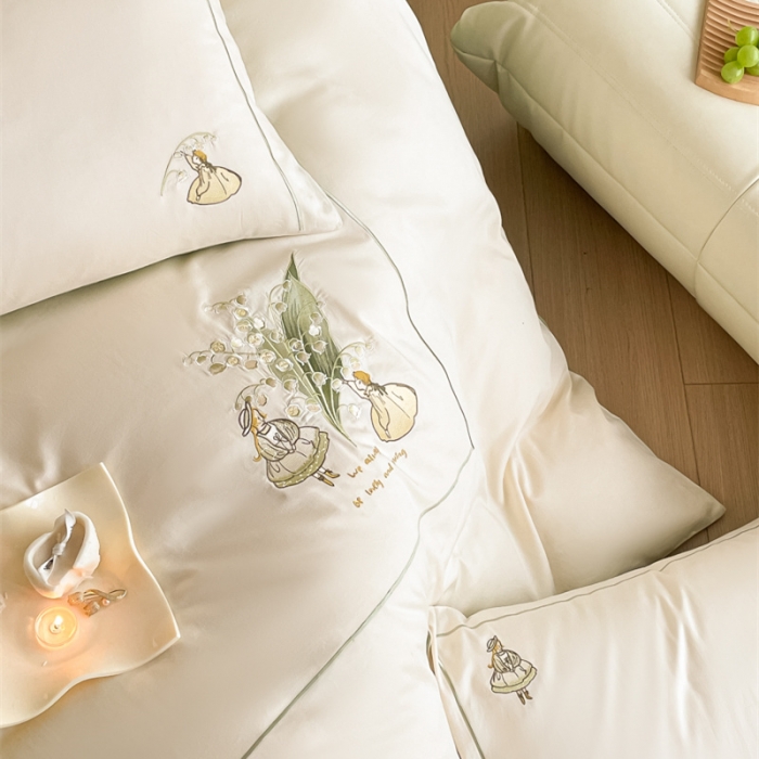 91家纺网 家纺一手货源 找家纺 （总）秀色 2025新款60支贡缎全棉高支长绒棉四件套北欧ins风轻奢被套纯棉床上用品