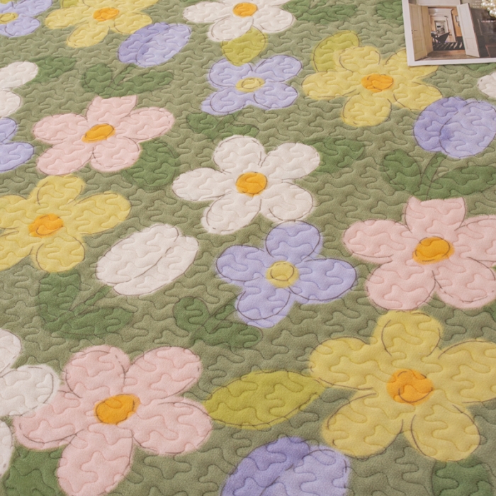 91家纺网 家纺一手货源 找家纺 梓依家纺 2023新款牛奶绒单床盖 繁花入梦