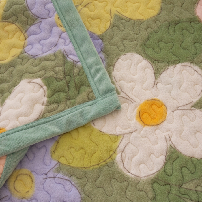 91家纺网 家纺一手货源 找家纺 梓依家纺 2023新款牛奶绒单床盖 繁花入梦