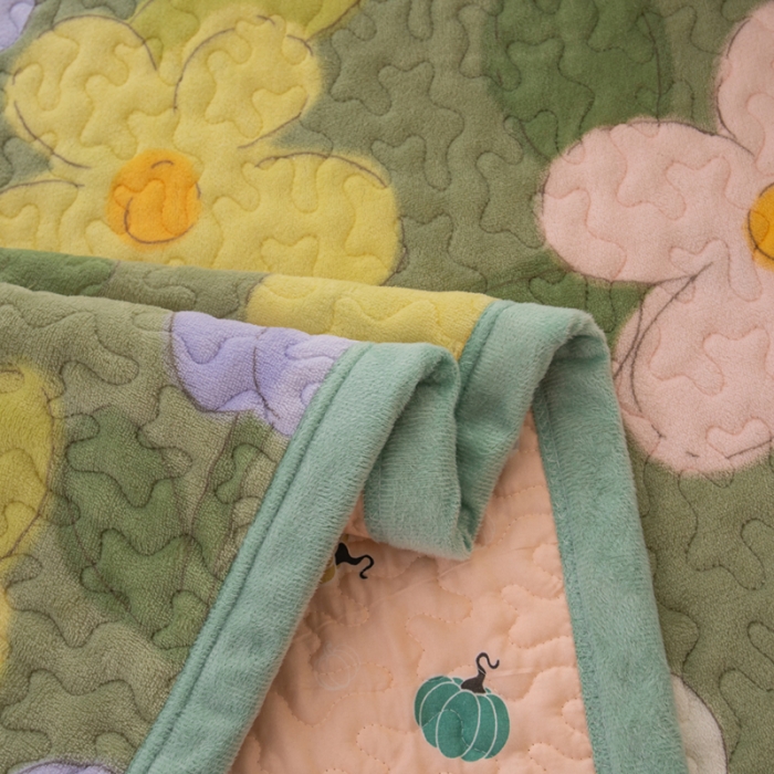 91家纺网 家纺一手货源 找家纺 梓依家纺 2023新款牛奶绒单床盖 繁花入梦