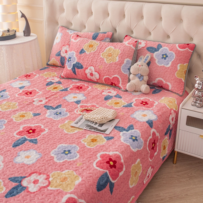 91家纺网 家纺一手货源 找家纺 梓依家纺 2023新款牛奶绒单床盖 花海