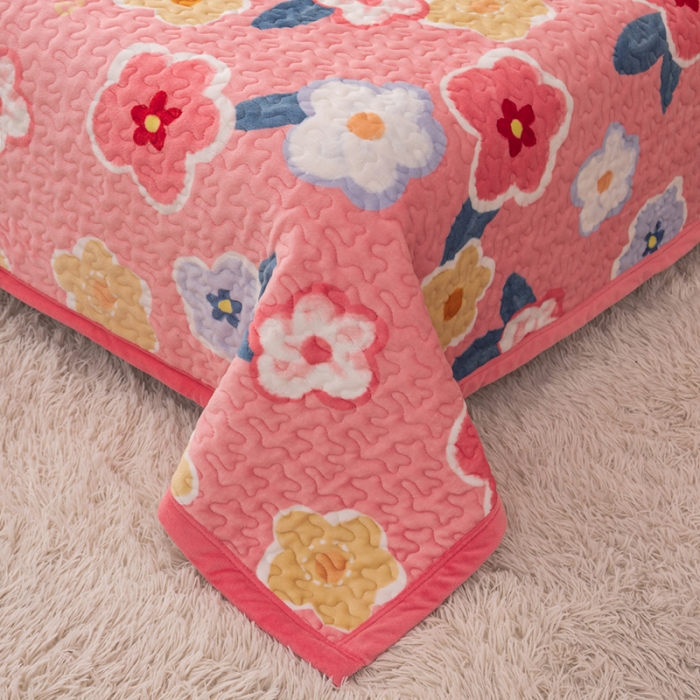 91家纺网 家纺一手货源 找家纺 梓依家纺 2023新款牛奶绒单床盖 花海