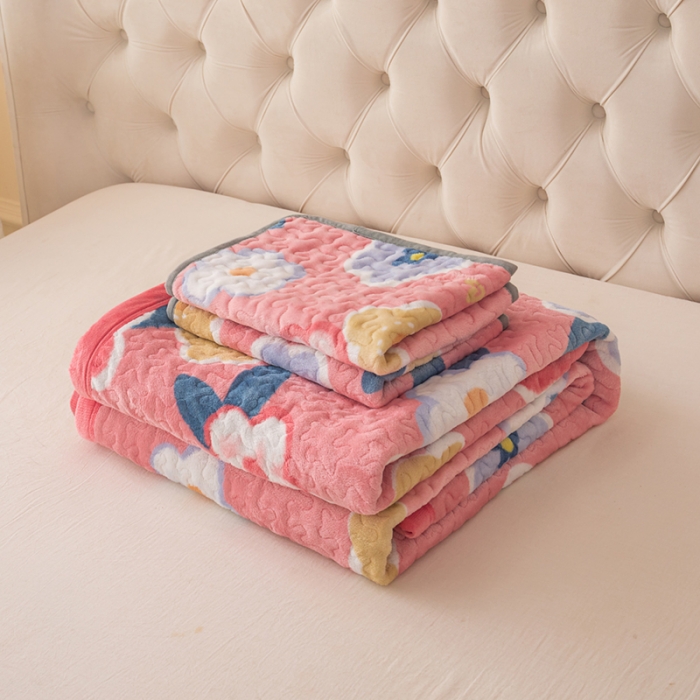 91家纺网 家纺一手货源 找家纺 梓依家纺 2023新款牛奶绒单床盖 花海