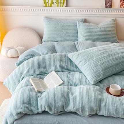 91家纺网 家纺一手货源 找家纺 （总）晚爱家纺 A类獭兔毛绒四件套立体剪花牛奶绒仿皮草兔兔绒