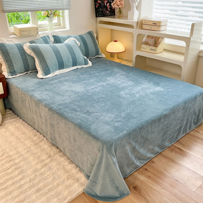 91家纺网 家纺一手货源 找家纺 欧冠 2023新款泰迪绒兔绒牛奶绒四件套 泰迪绒-湖绿