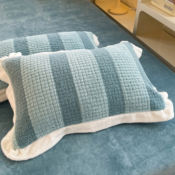 91家纺网 家纺一手货源 找家纺 欧冠 2023新款泰迪绒兔绒牛奶绒四件套 泰迪绒-湖绿