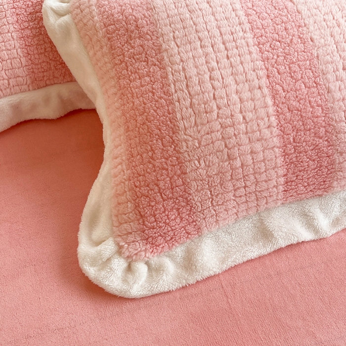 91家纺网 家纺一手货源 找家纺 欧冠 2023新款泰迪绒兔绒牛奶绒四件套 泰迪绒-玫瑰粉